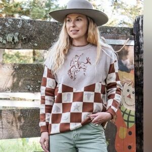 Western Checkered Sweater